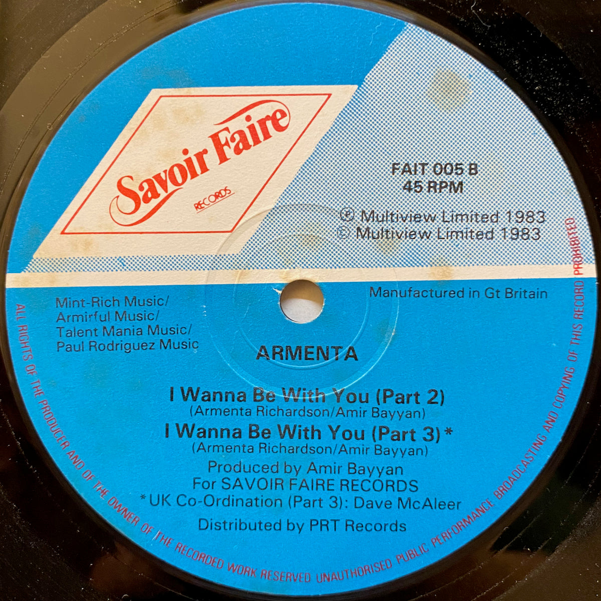 Armenta / I Wanna Be With You | VINYL7 RECORDS