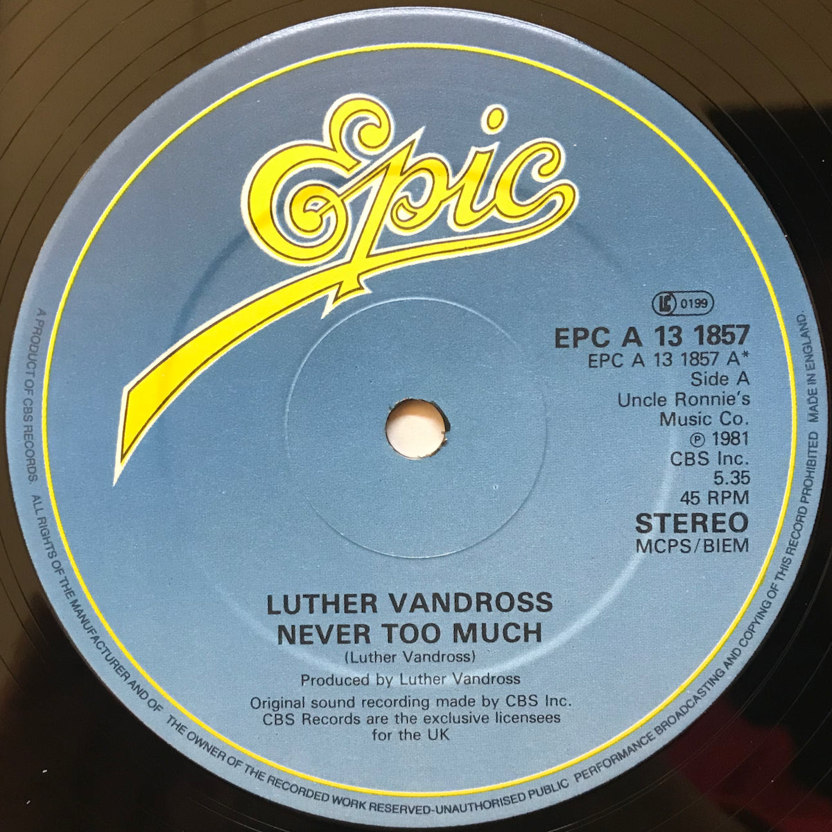 Luther Vandross / Never Too Much | VINYL7 RECORDS