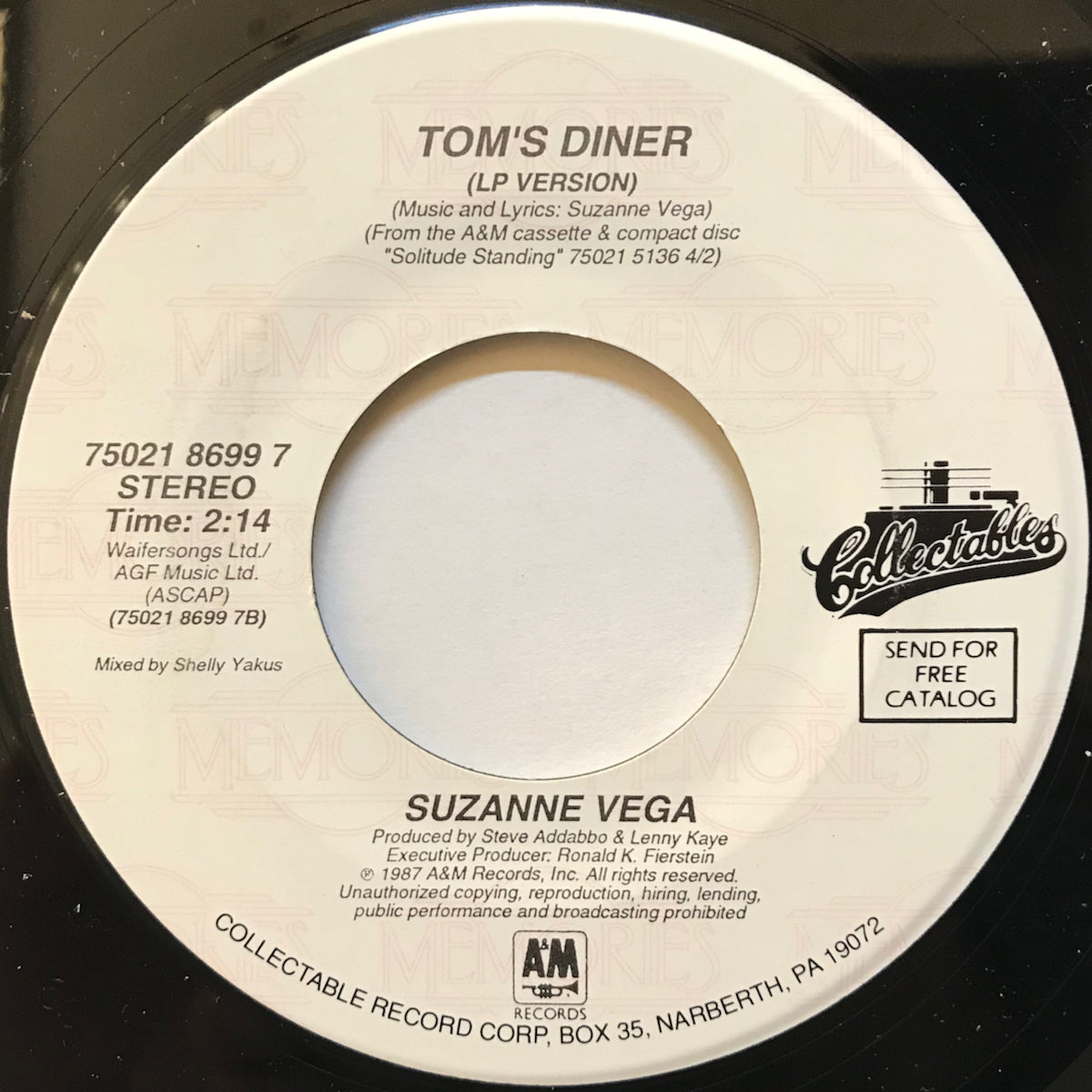 D.N.A. Featuring Suzanne Vega / Tom's Diner | VINYL7 RECORDS