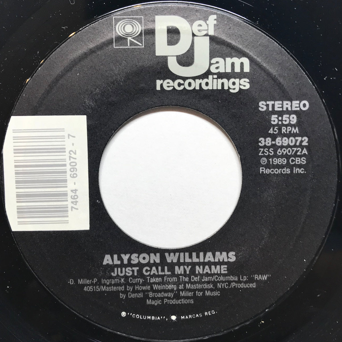 alyson williams just call my name レコード