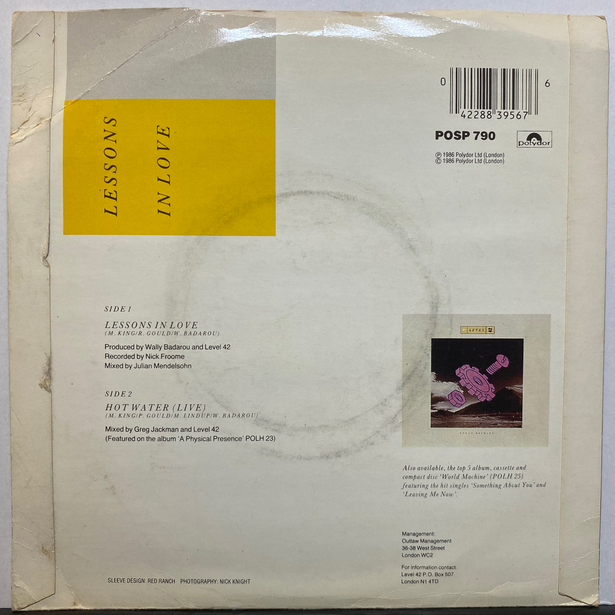 Level 42 / Lessons In Love | VINYL7 RECORDS