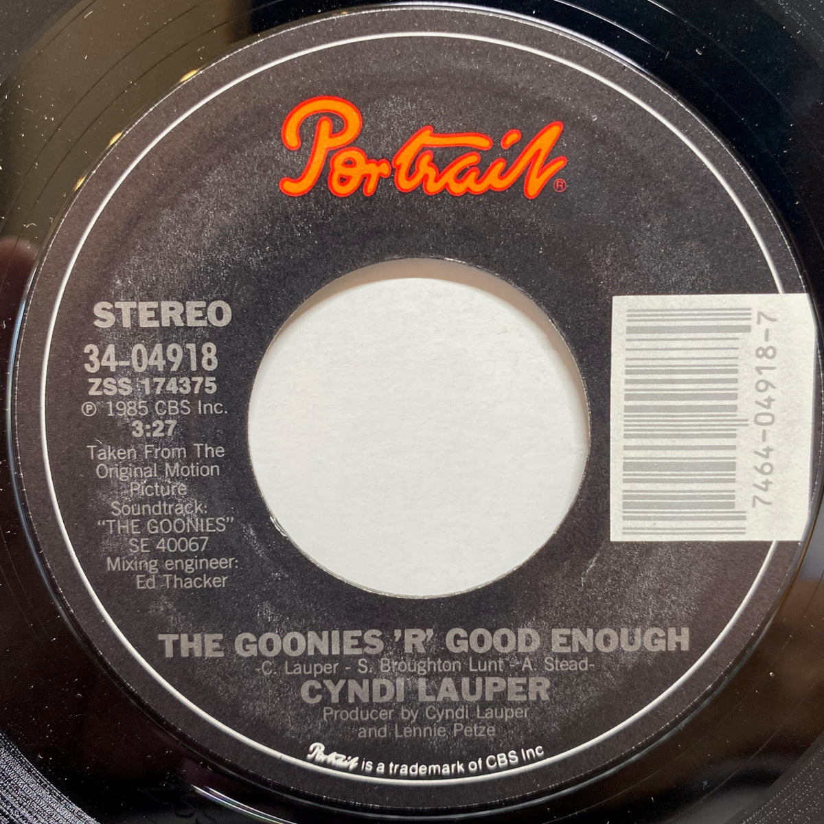 The Goonies 'R' Good Enough Cyndi Lauper VINYL7 RECORDS