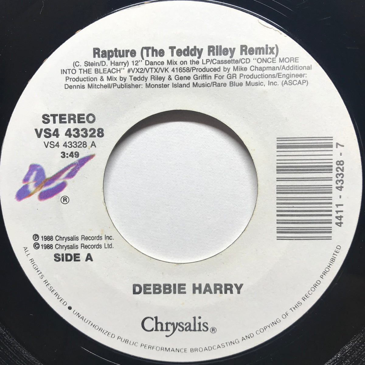 Rapture(The Teddy Riley Remix) - Debbie Harry | VINYL7 RECORDS